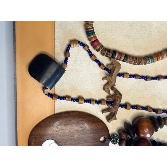 Lot Of Handmade Wooden & Beaded Animal-Themed Necklaces With Unique Pendant Acce - Picture 16 of 16